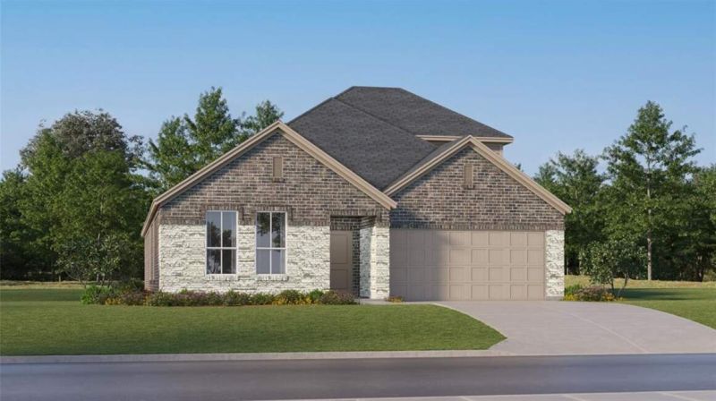 This two-story home shares an open layout between